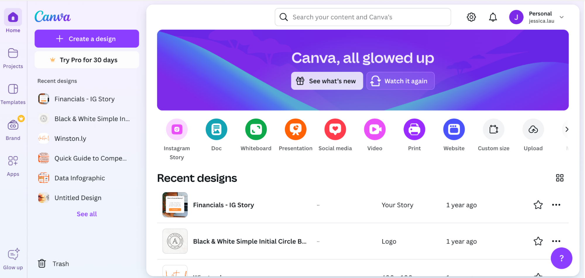 Canva dashboard screenshot